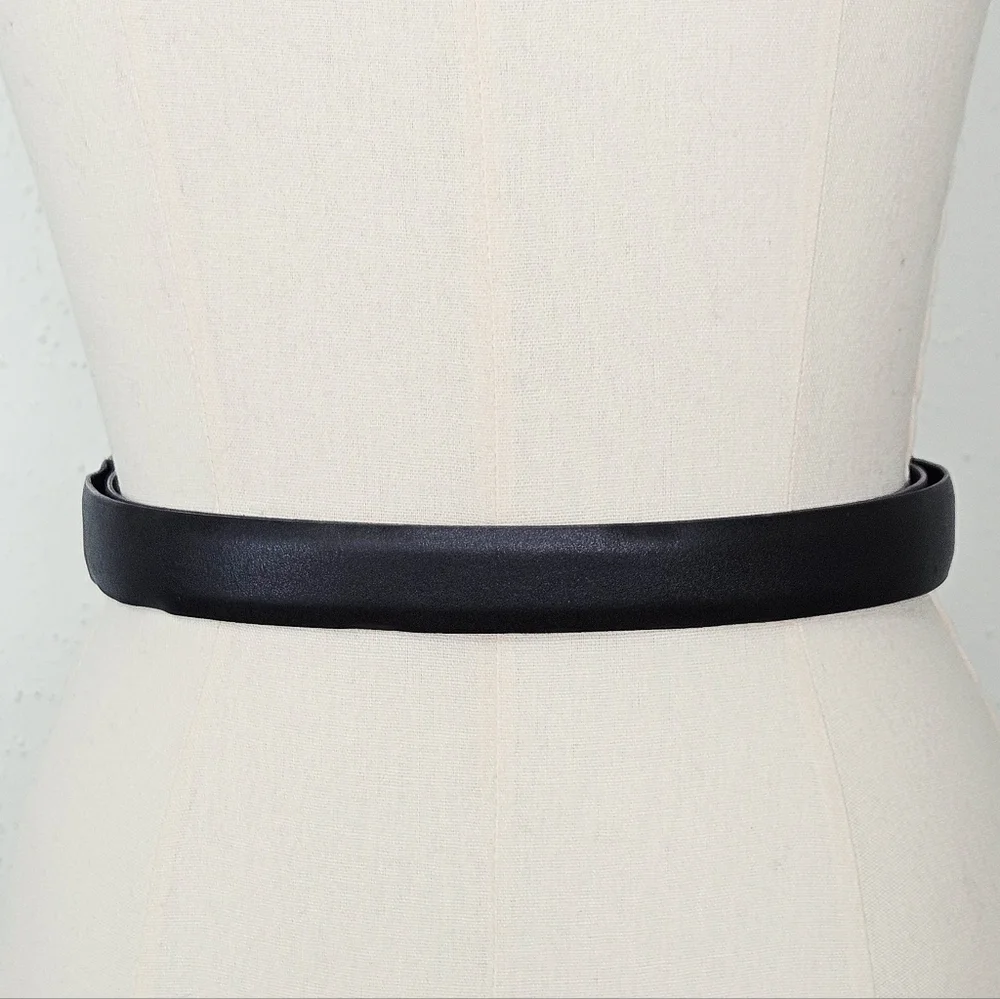 Chico's Leather Belt Mixed Metal Oval Buckle Brown Adjustable M/L